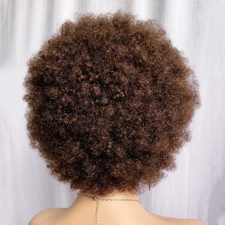 Perruque afro-africaine en dentelle frontale, cheveux naturels, pelucheux, bouclés, chenille, couverture de cheveux courts
