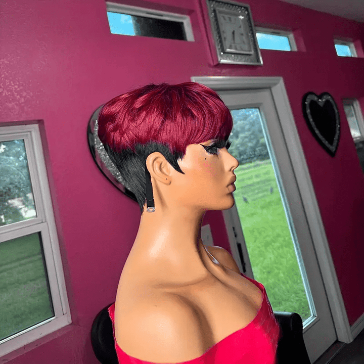 AILUXY Lisse Courte comme sur la vidéo Perruque 100% Cheveux Humains