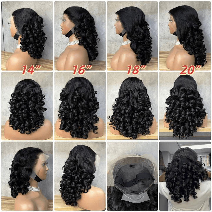 La mode En Europ AILUXY 13x4 Lace Closure Perruque Catherine Wave Longue Couleur naturelle 100% cheveux humains 250% densité comme sur la vidéo 3 - 4 jours reçus+Un beau cadeau