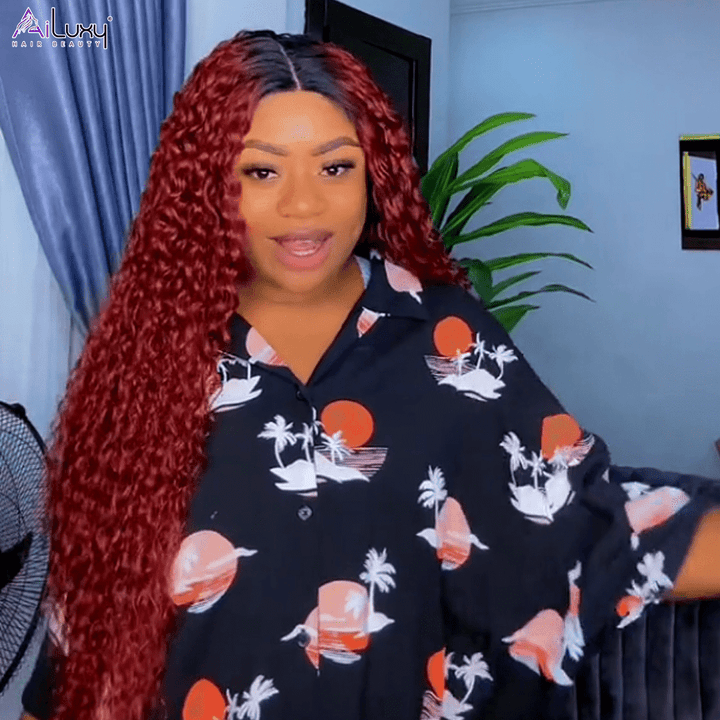 AILUXY 13x4 Lace Perruque Lisse Bob Perruque Courte 1B99J 200% densité 100% cheveux humains