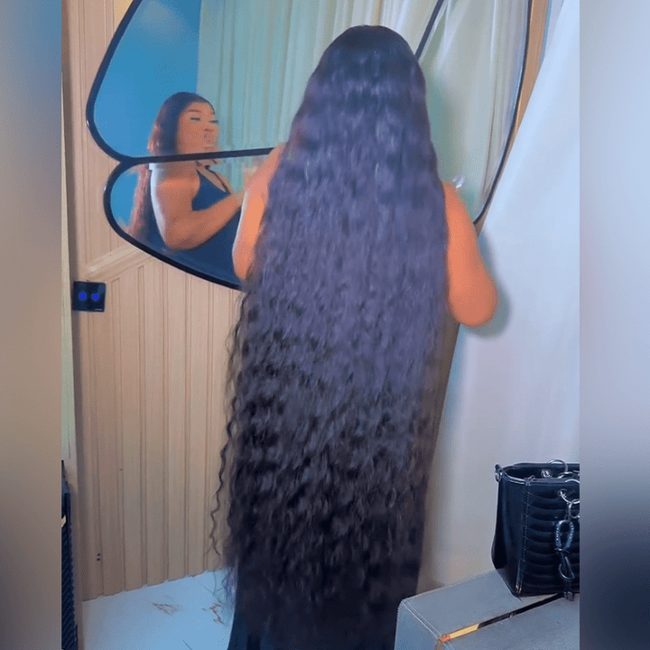 AILUXY perruque longue même longueur que sur la photo 38 pouces 40 pouces