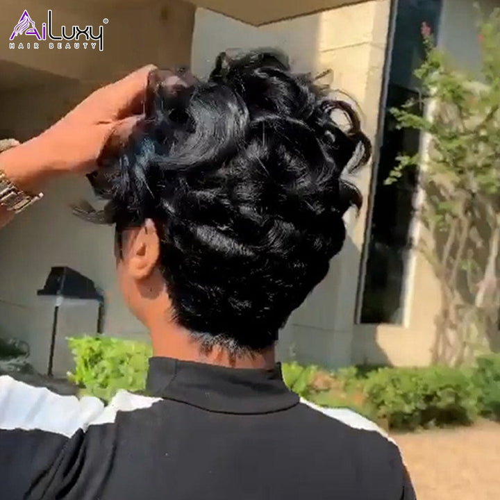 AILUXY Perruque ondulée noire naturelle sexy