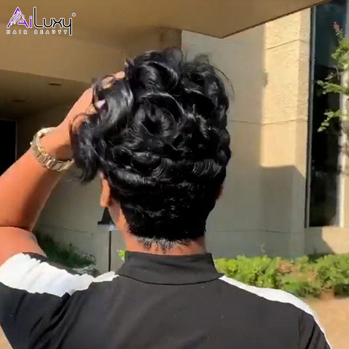 AILUXY Perruque ondulée noire naturelle sexy