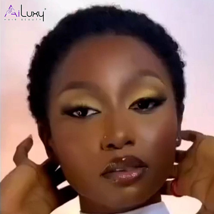 AILUXY 13x4 Lace Bob Noir Perruque afro curly