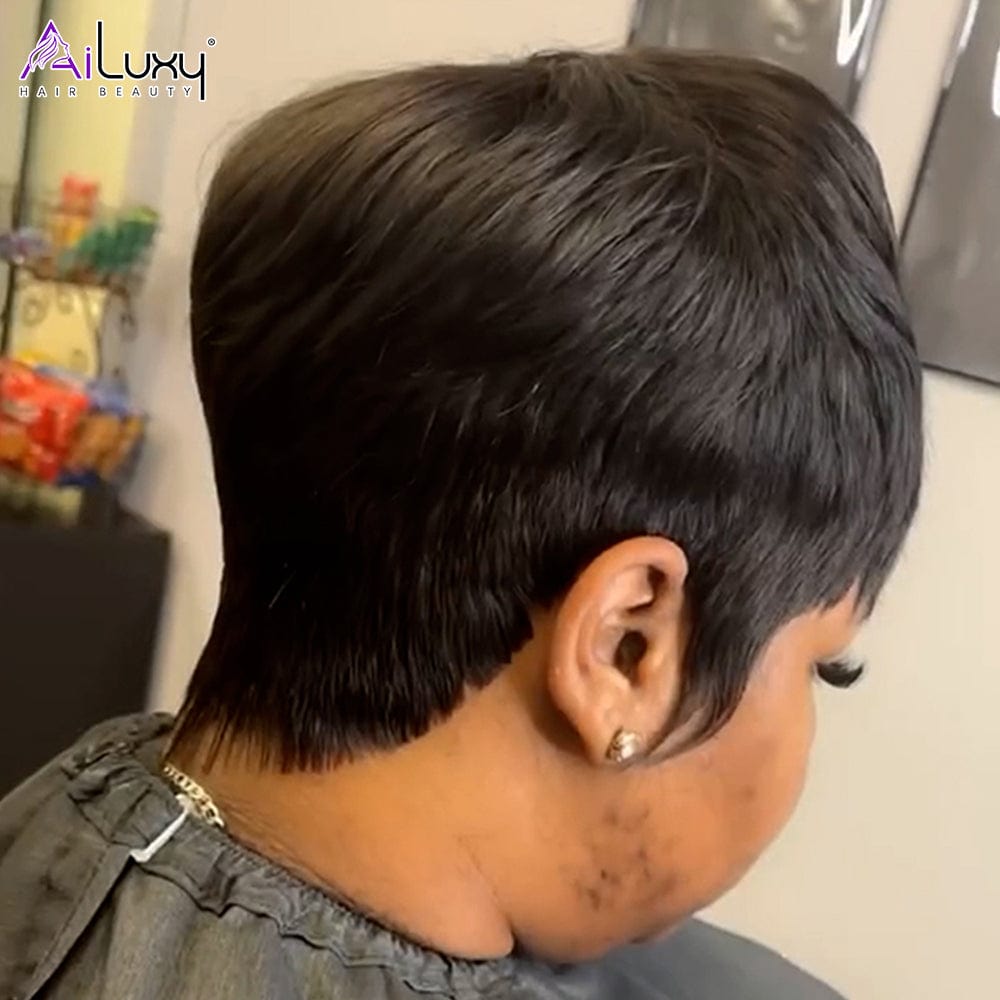 (En France )AILUXY Perruque PIXIE à coupe effilée fabriquée à la machine