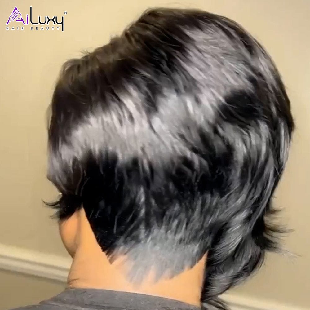 AILUXY Perruque courte en dentelle  BoB à raie latérale sexy