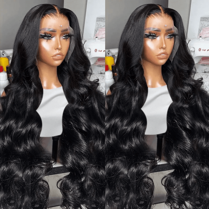 AILUXY 4x4 Lace Body Wave Longue Noir Perruque 200% densité  100% Cheveux Humains Je voudrais comme sur la vidéo 2 - 3 jours reçus+Un beau cadeau