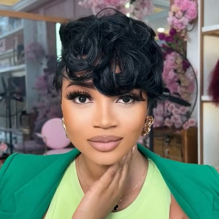 AILUXY Courte 5x5 Lace frontal Noir Châtain Bob Perruque  comme sur la vidéo 2 - 3 jours reçus+Un beau cadeau (Copy)