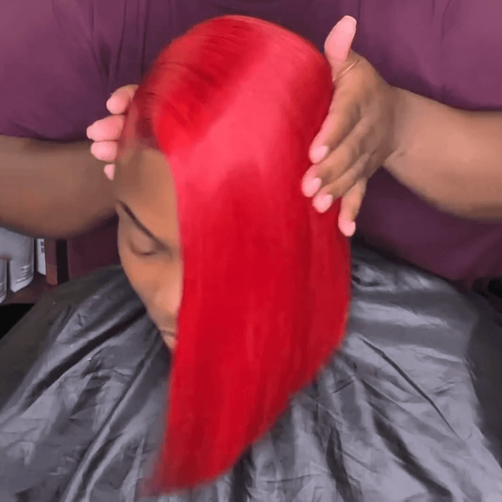 AILUXY 4x4 lace rouge court Perruque 100% Cheveux Humains comme sur la vidéo 3 - 4 jours reçus+Un beau cadeau