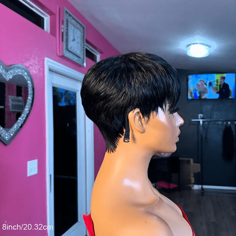 AILUXY Lisse Courte comme sur la vidéo Perruque 100% Cheveux Humains