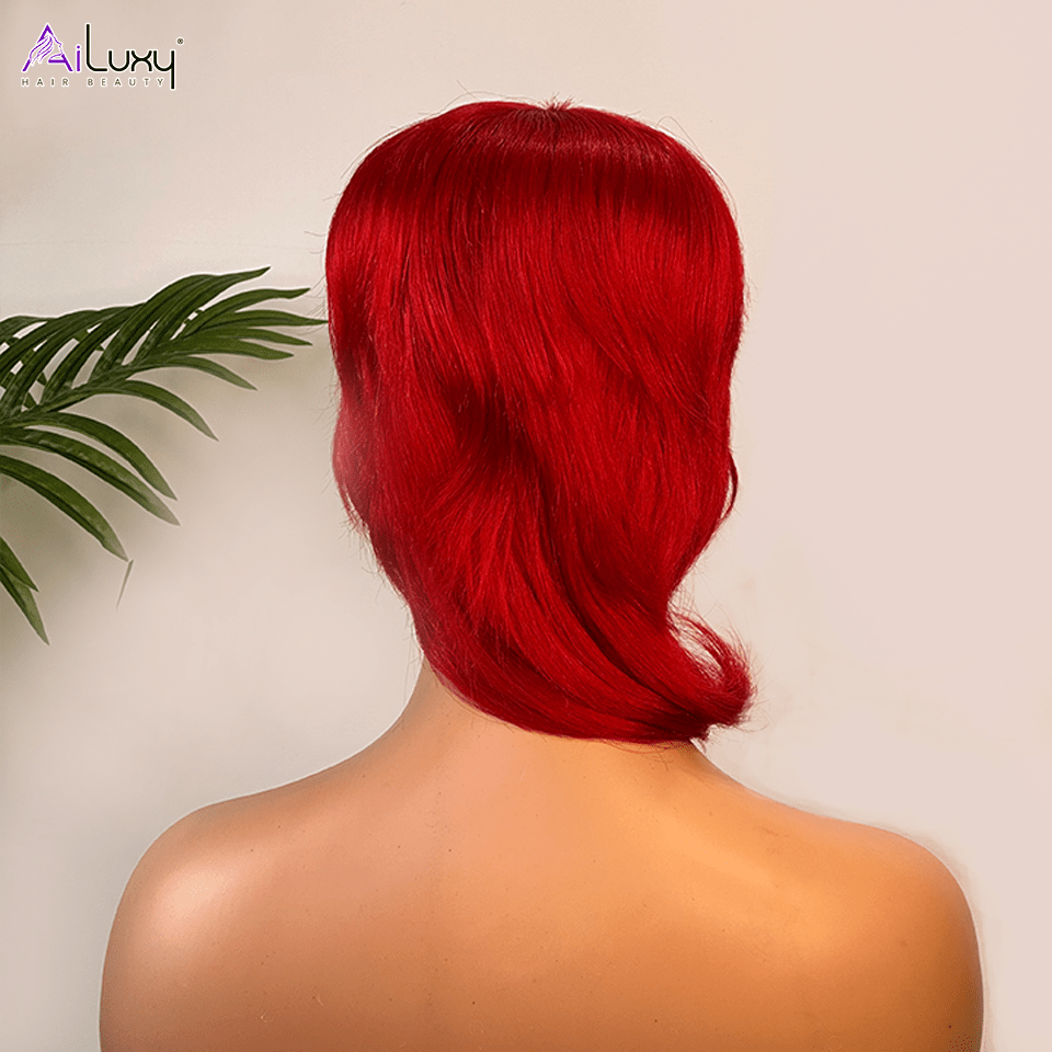 AILUXY Lisse Perruque 100% Cheveux Humains Perruque Rouge Barbie comme sur la vidéo