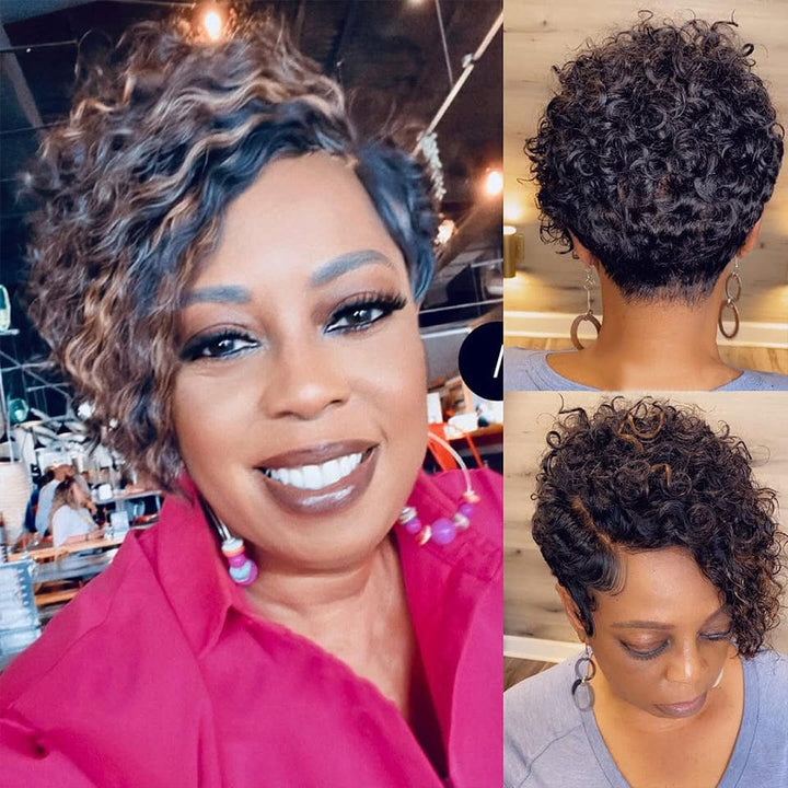 AILUXY Perruque bouclée tendance avec reflets 1 minute pour des cheveux de star