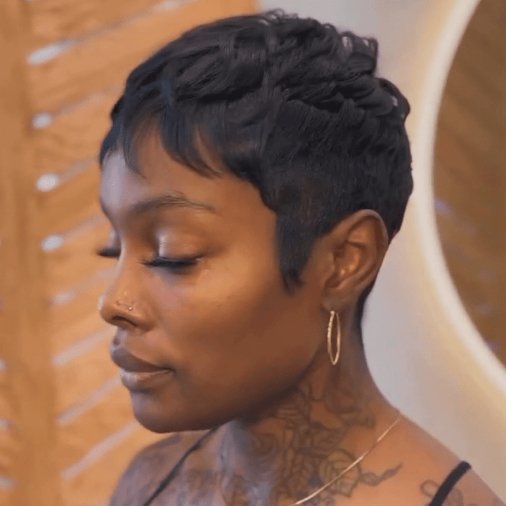 (En France )AILUXY Perruque PIXIE à coupe effilée fabriquée à la machine