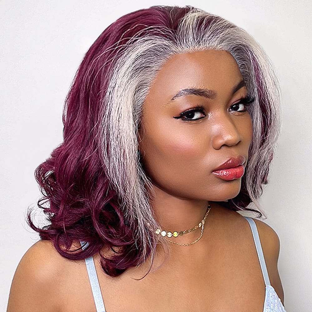 AILUXY 13X4 Lace Perruque bleu Rose Lisse Longue Perruque 200% Densité 100% Cheveux Humains