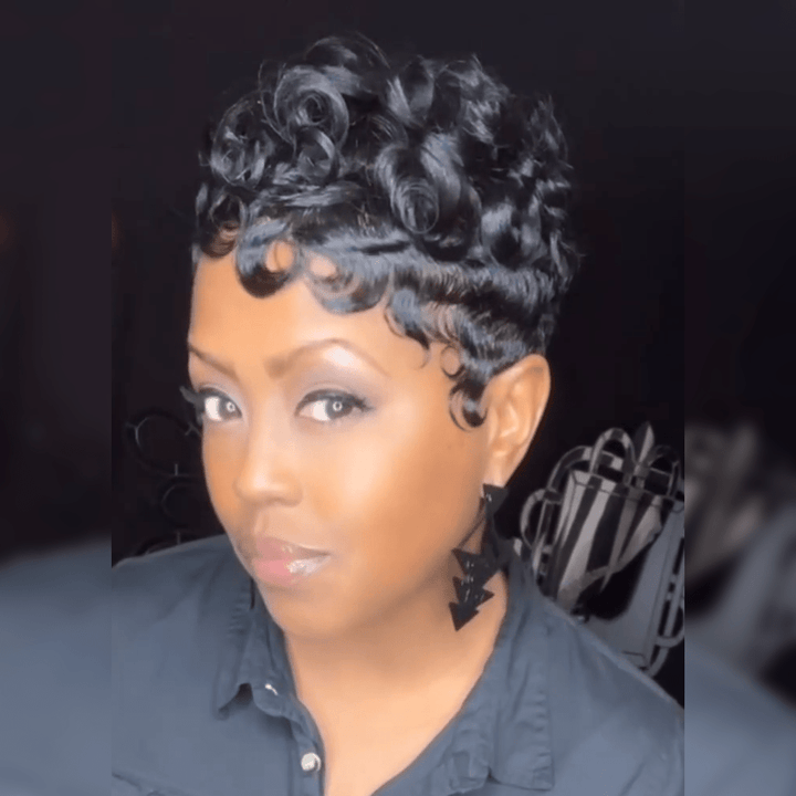 AILUXY  perruque courte en dentelle ondulée sexy