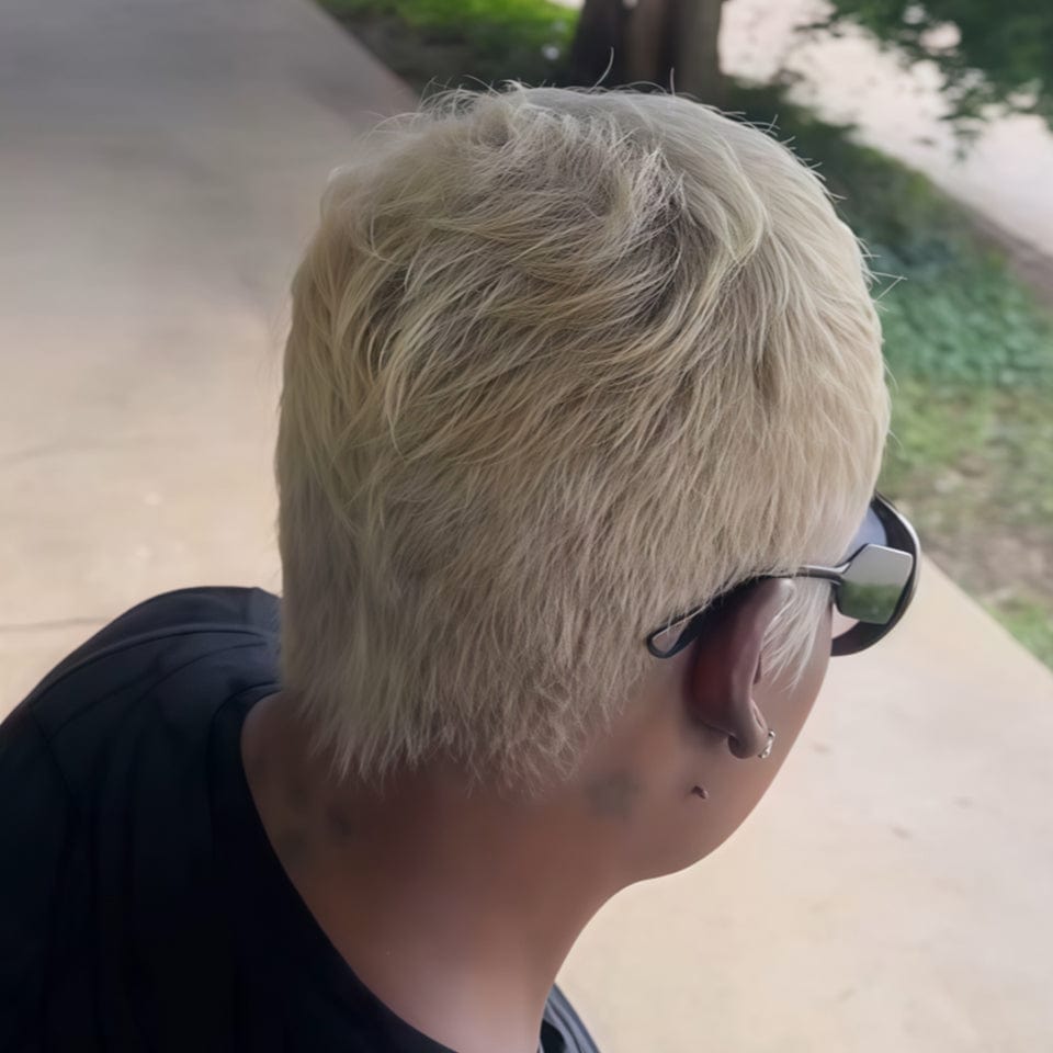 AILUXY Perruque personnalisée avancée Pixie dorée