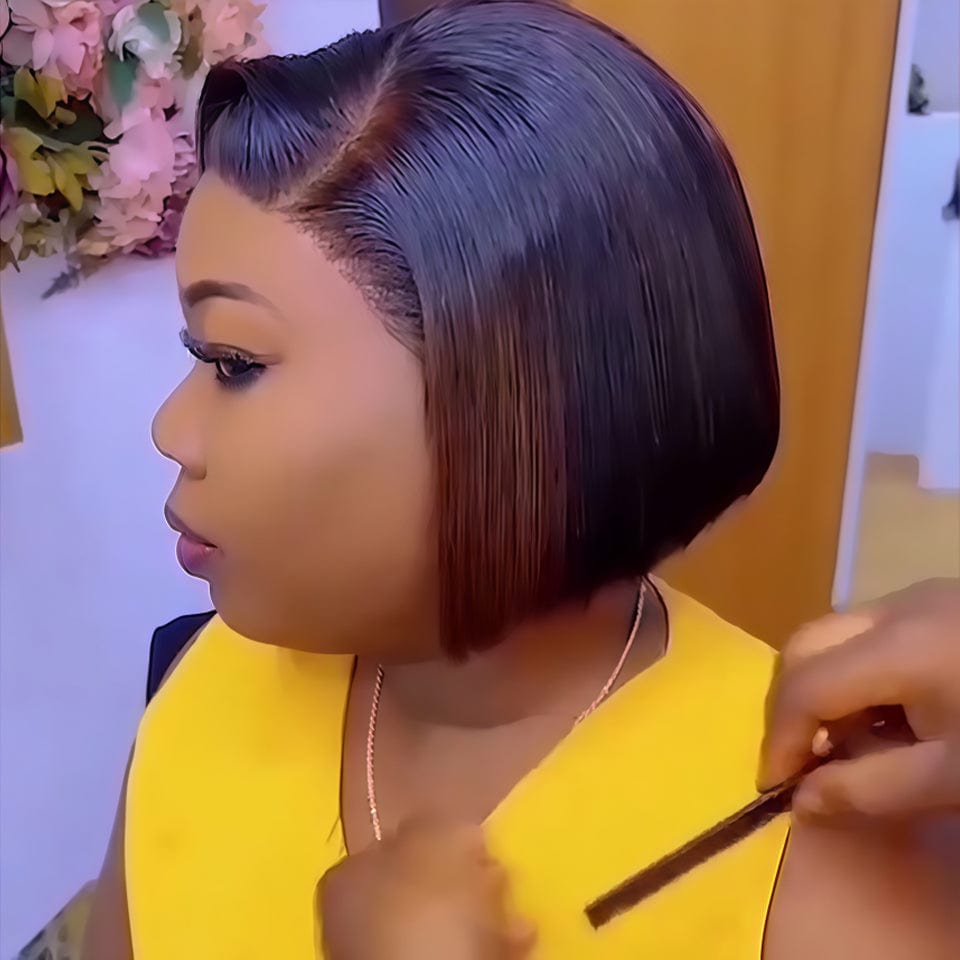 Ailuxy  Perruque lace front invisible 13X4 couleur Perruques lisse afro courtes naturelles