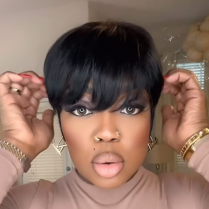 AILUXY Perruque fabriquée à la machine | Naturelle Courte