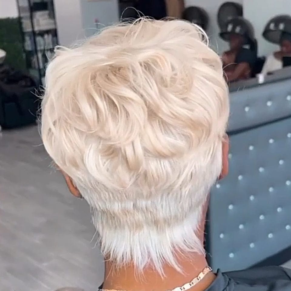 AILUXY perruque blanche parfaite, Perruque Mécanique Court Ultra-Blanc,Élégance & Confort à Prix Irrésistible