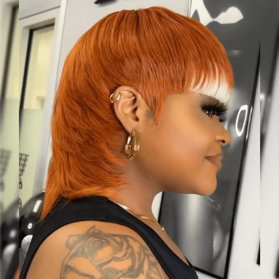 AILUXY Mullet orange Perruque 100% Cheveux Humains comme sur la vidéo 3 - 4 jours reçus+Un beau cadeau