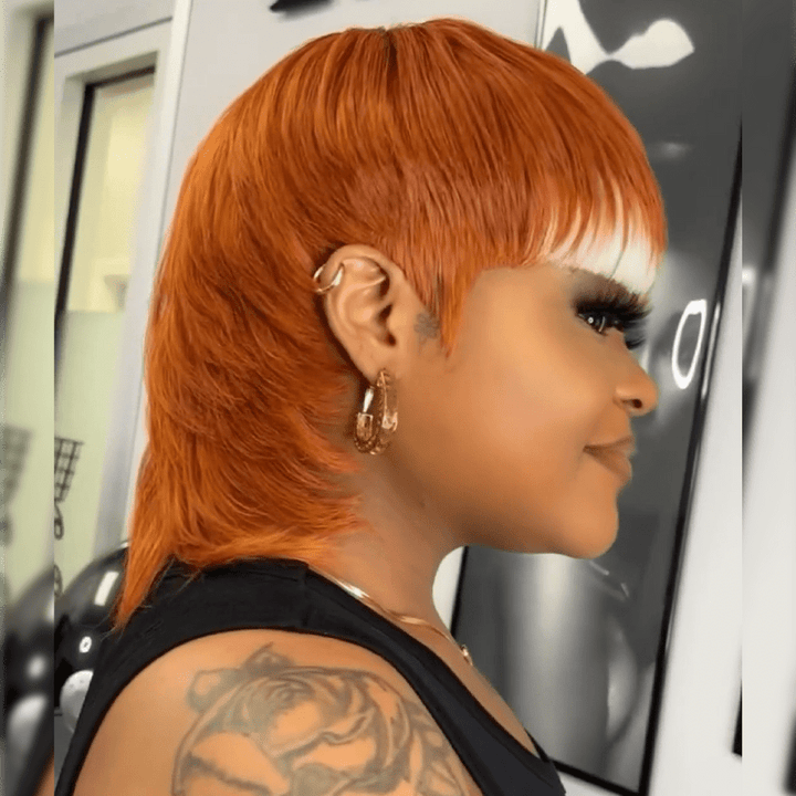 AILUXY Mullet orange Perruque 100% Cheveux Humains comme sur la vidéo 3 - 4 jours reçus+Un beau cadeau