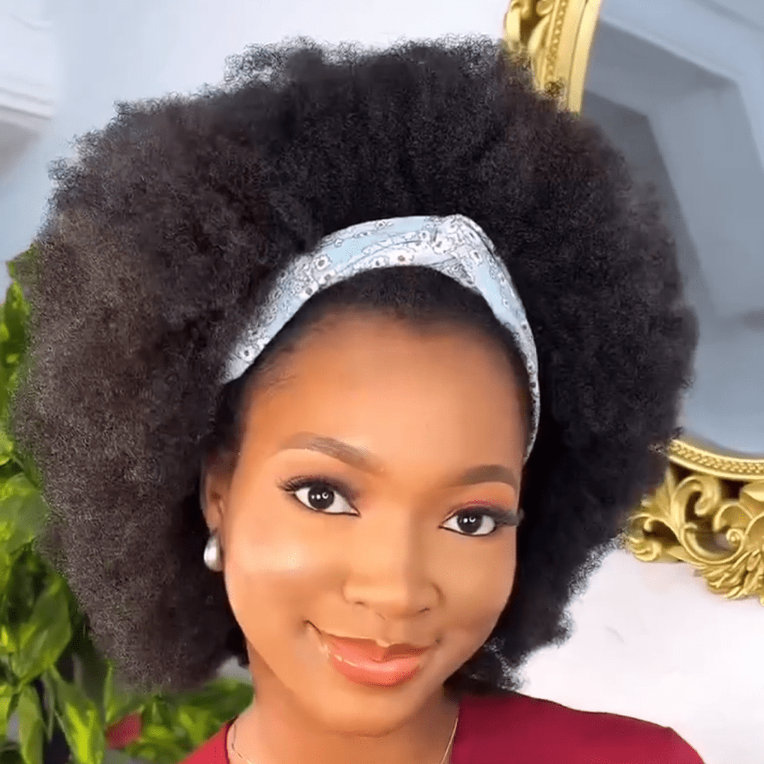 AILUXY Afro Curl Noir Courte Perruque 100% Cheveux Humains 3.0 Style afro chic