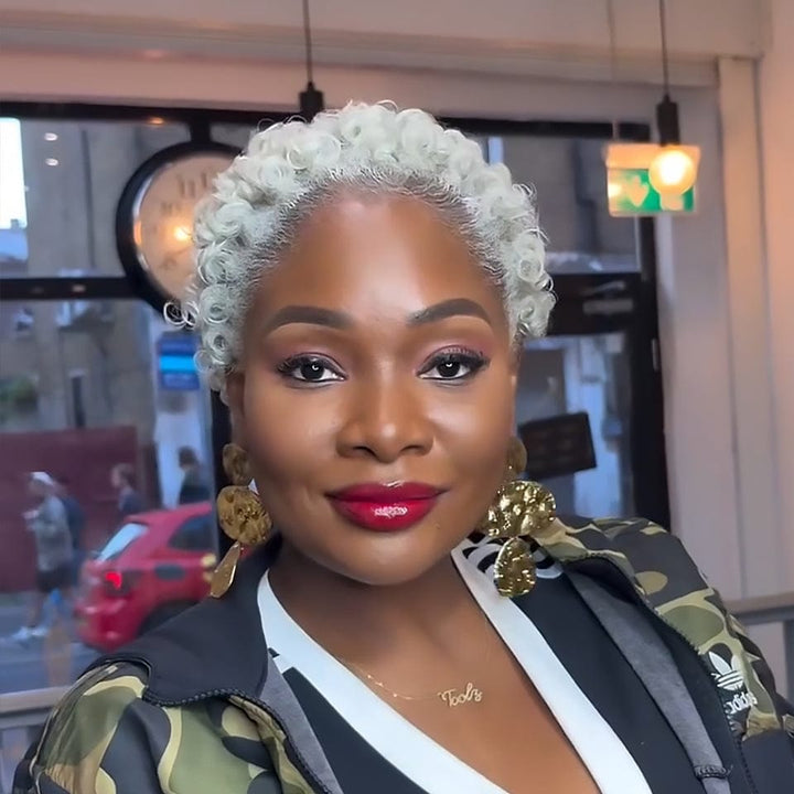 Ailuxy  Perruque Lace 13X4 couleur #60 Perruques couleurs vives afro