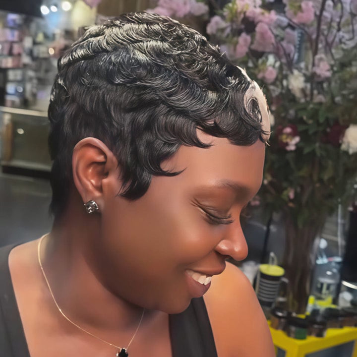 AILUXY Perruque personnalisée avancée Pixie Perruques Colorées ,Osez Le Changement Radical