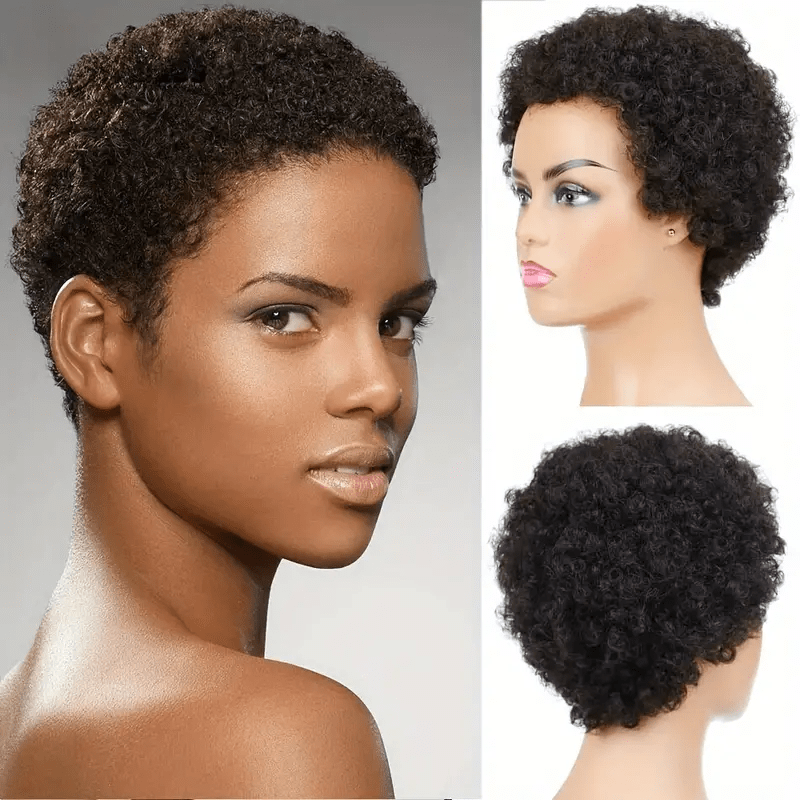 AILUXY 13x4 Lace Bob Noir Perruque afro curly