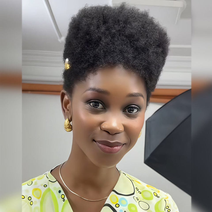 AILUXY perruque pixie lace 13x4 lowcut couleur naturelle super bouclée ondulée 3.0