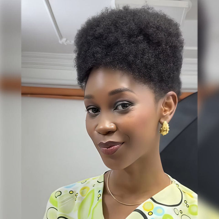 AILUXY perruque pixie lace 13x4 lowcut couleur naturelle super bouclée ondulée 3.0