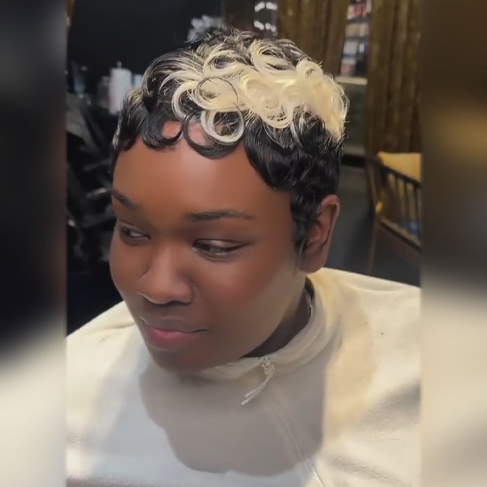 AILUXY Perruque personnalisée avancée Pixie Perruques Colorées ,Osez Le Changement Radical