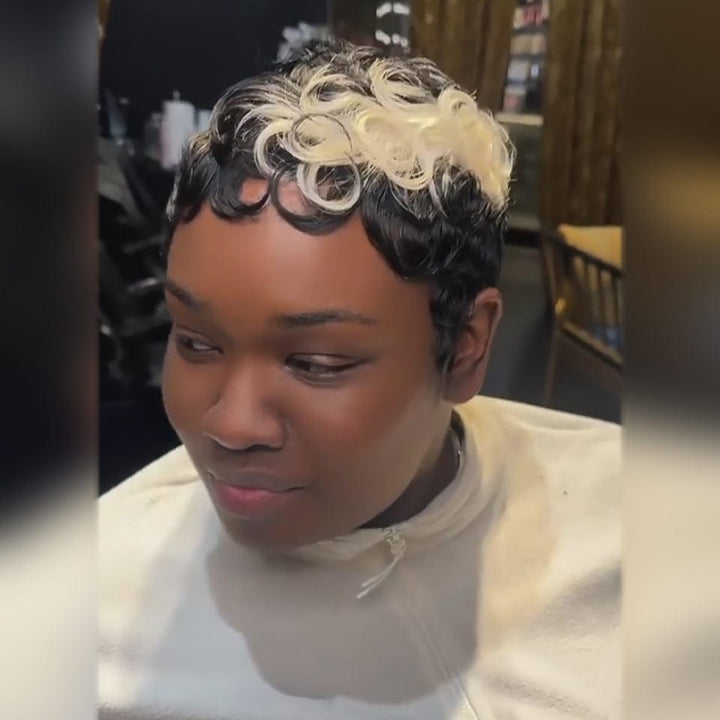 AILUXY Perruque personnalisée avancée Pixie Perruques Colorées ,Osez Le Changement Radical