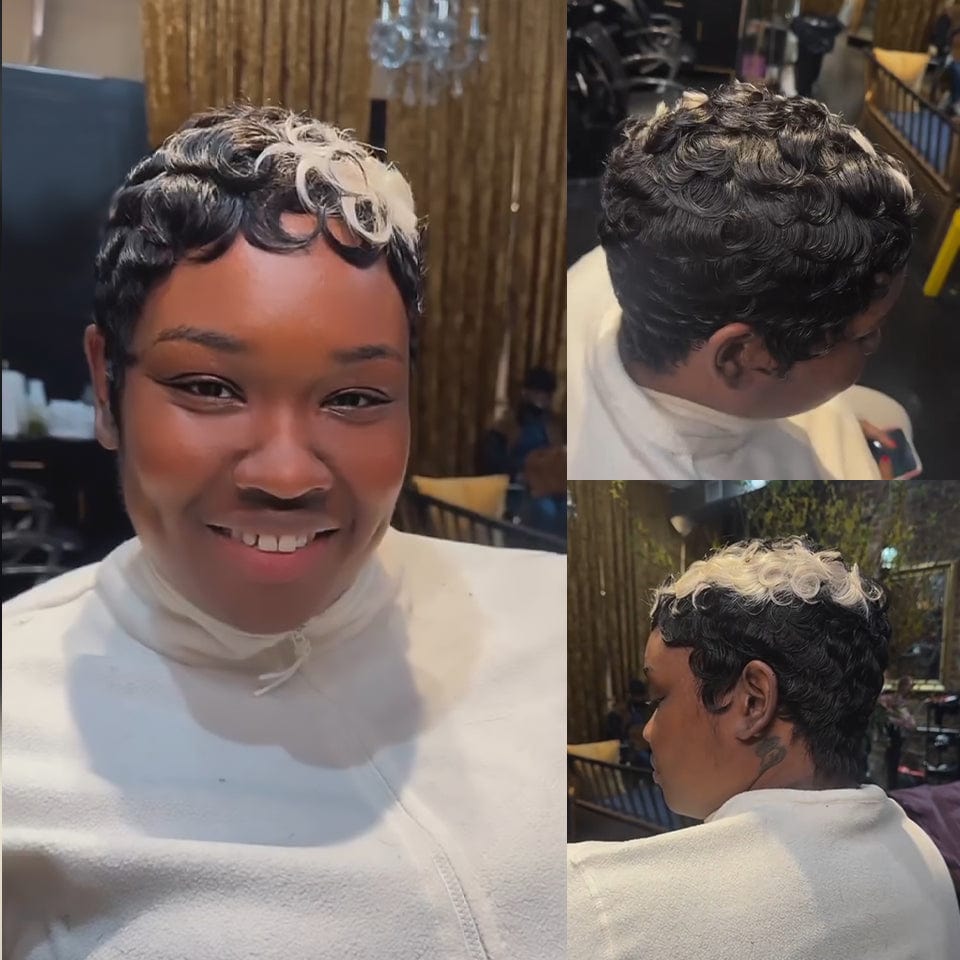 AILUXY Perruque personnalisée avancée Pixie Perruques Colorées ,Osez Le Changement Radical