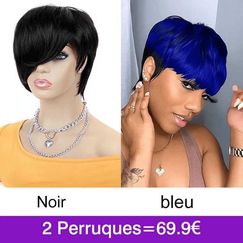 AILUXY Lisse Courte identique à l'image Perruque 100% Cheveux Humains comme sur la vidéo 2 - 3 jours reçus+Un beau cadeau