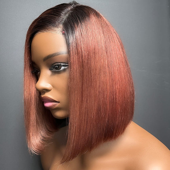 AILUXY 13x4 Lace Frontal  Lisse Bob Perruque 100% Cheveux Humains