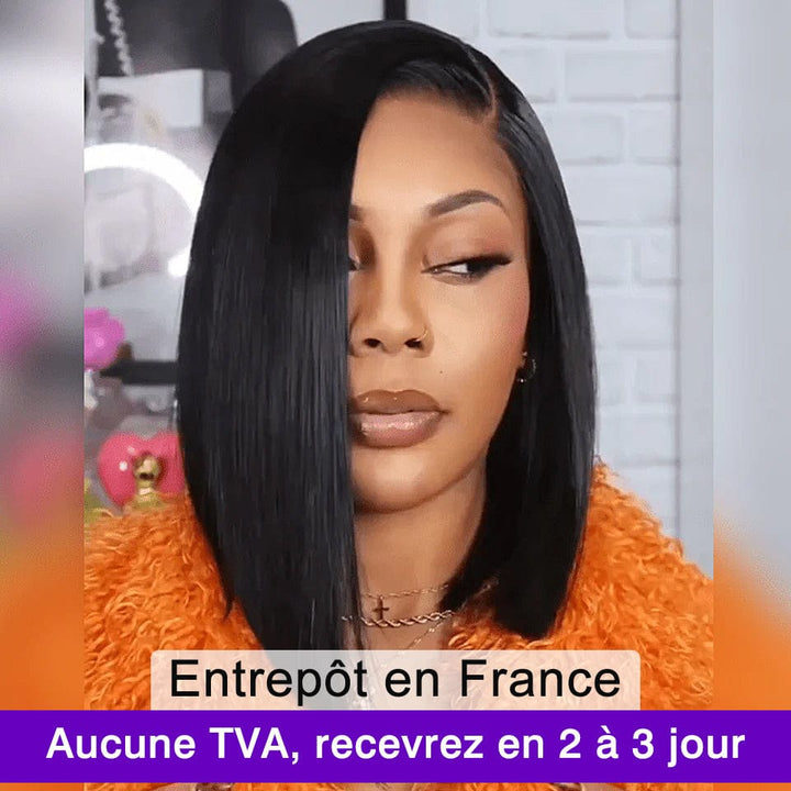 AILUXY Perruque Bob droite fermée en dentelle sans colle 4x4 Perruques ultra-naturelles : élégance instantanée