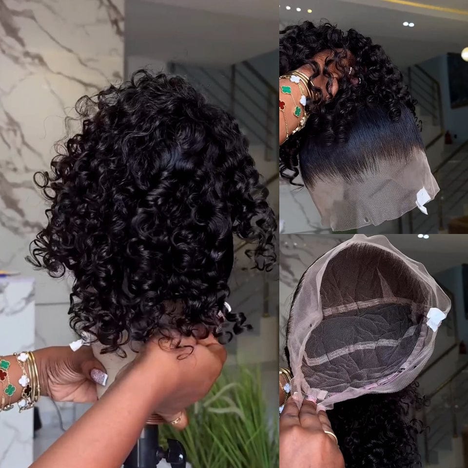 AILUXY 360 Lace Frontal Perruque Bouclée Identique à l'image