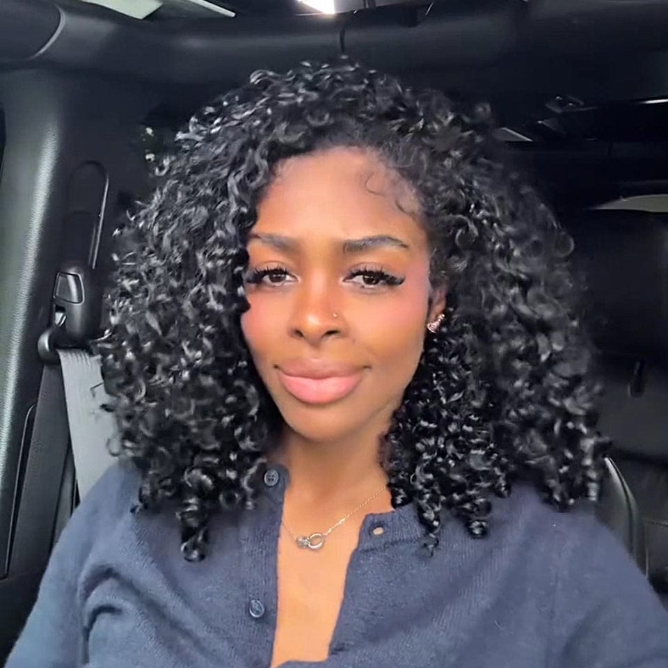 AILUXY 13x4 Lace bouclée Longue Noir Perruque VENTE FLASH