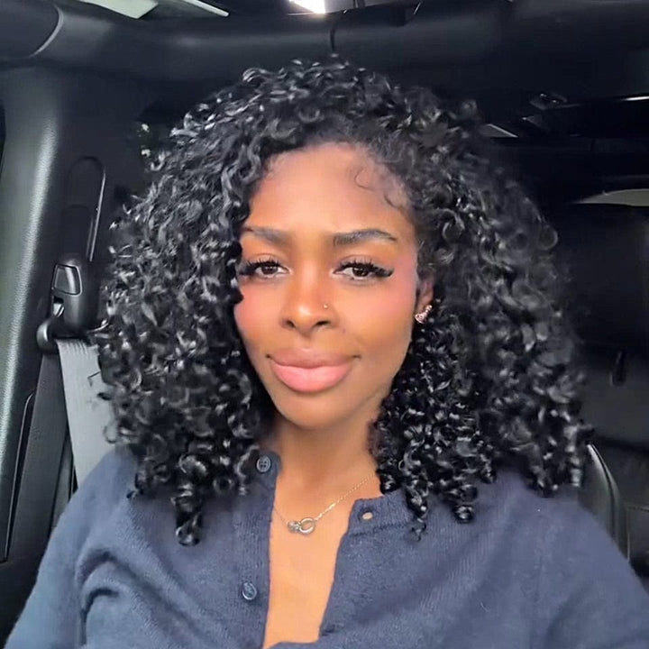 AILUXY 13x4 Lace bouclée Longue Noir Perruque VENTE FLASH