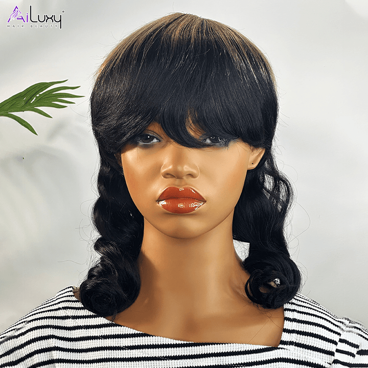 AILUXY Longue Abricot Mulet Perruque 100% Cheveux Humains comme sur la vidéo