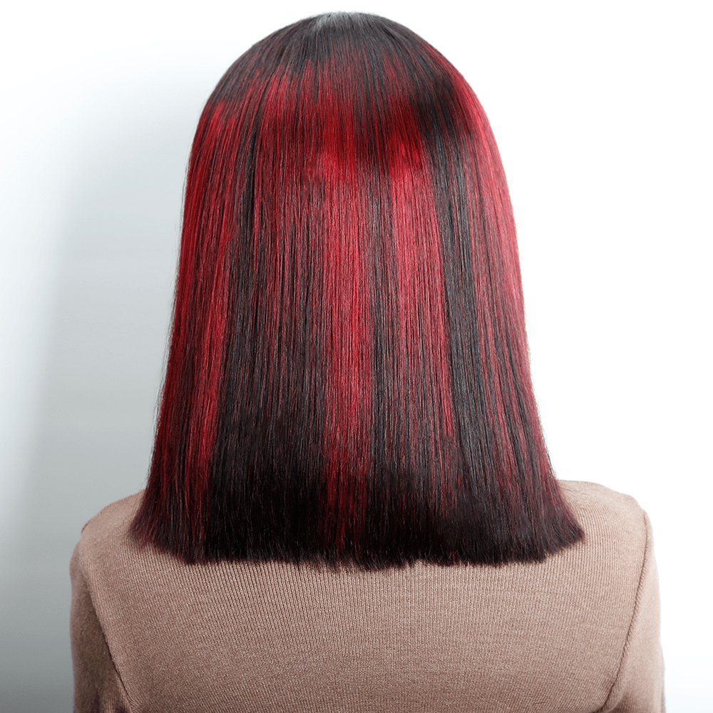 (Dernier Prix) AILUXY  Lisse Bob Perruque Avec Frange 100% Cheveux Humains