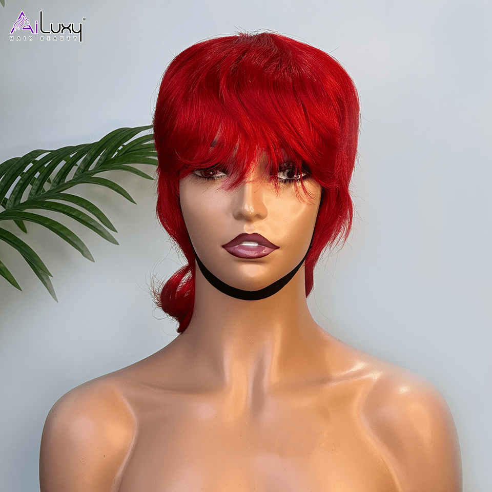 AILUXY Lisse Perruque 100% Cheveux Humains Perruque Rouge Barbie comme sur la vidéo