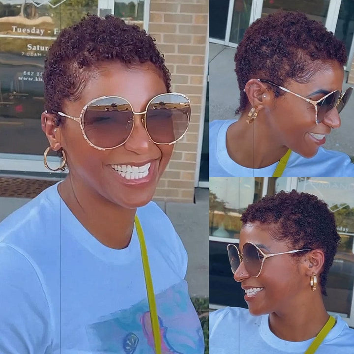 Ailuxy perruque lace 13x4 Perruque courte Boucle 99J personnalisée