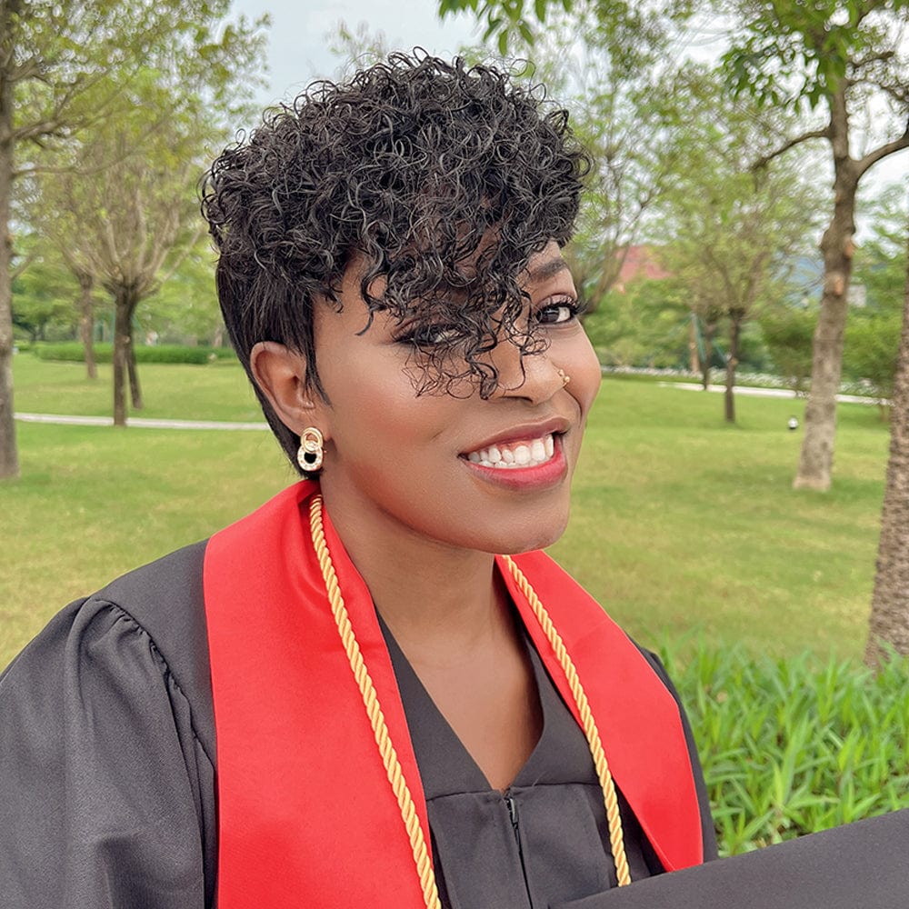 AILUXY Perruque Style Sexy avec Raie sur le Côté et Boucles