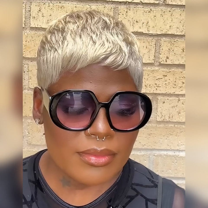 AILUXY Perruque personnalisée avancée Pixie dorée