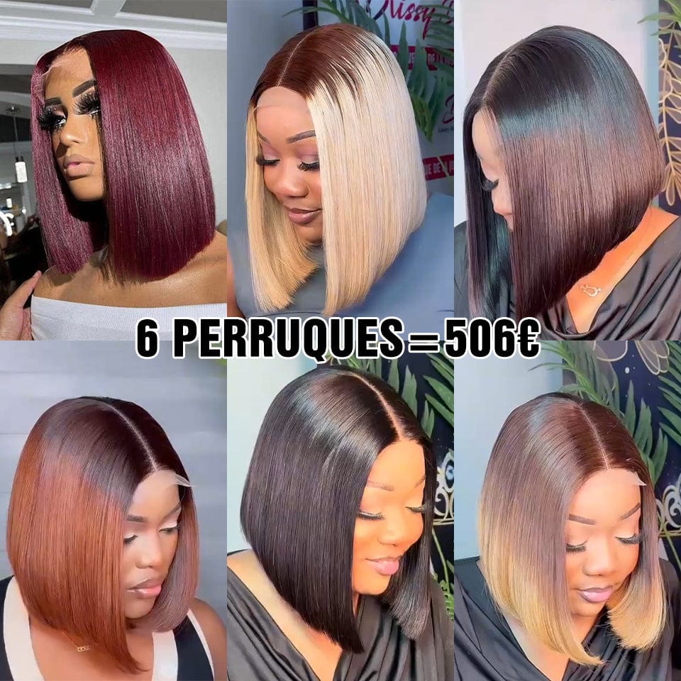 AILUXY Ensemble de perruques 6 pièces, densité 200%, cheveux vietnamiens de très haute qualité