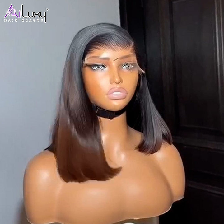 AILUXY 1bt4 court Perruque 100% Cheveux Humains comme sur la vidéo 3 - 4 jours reçus+Un beau cadeau