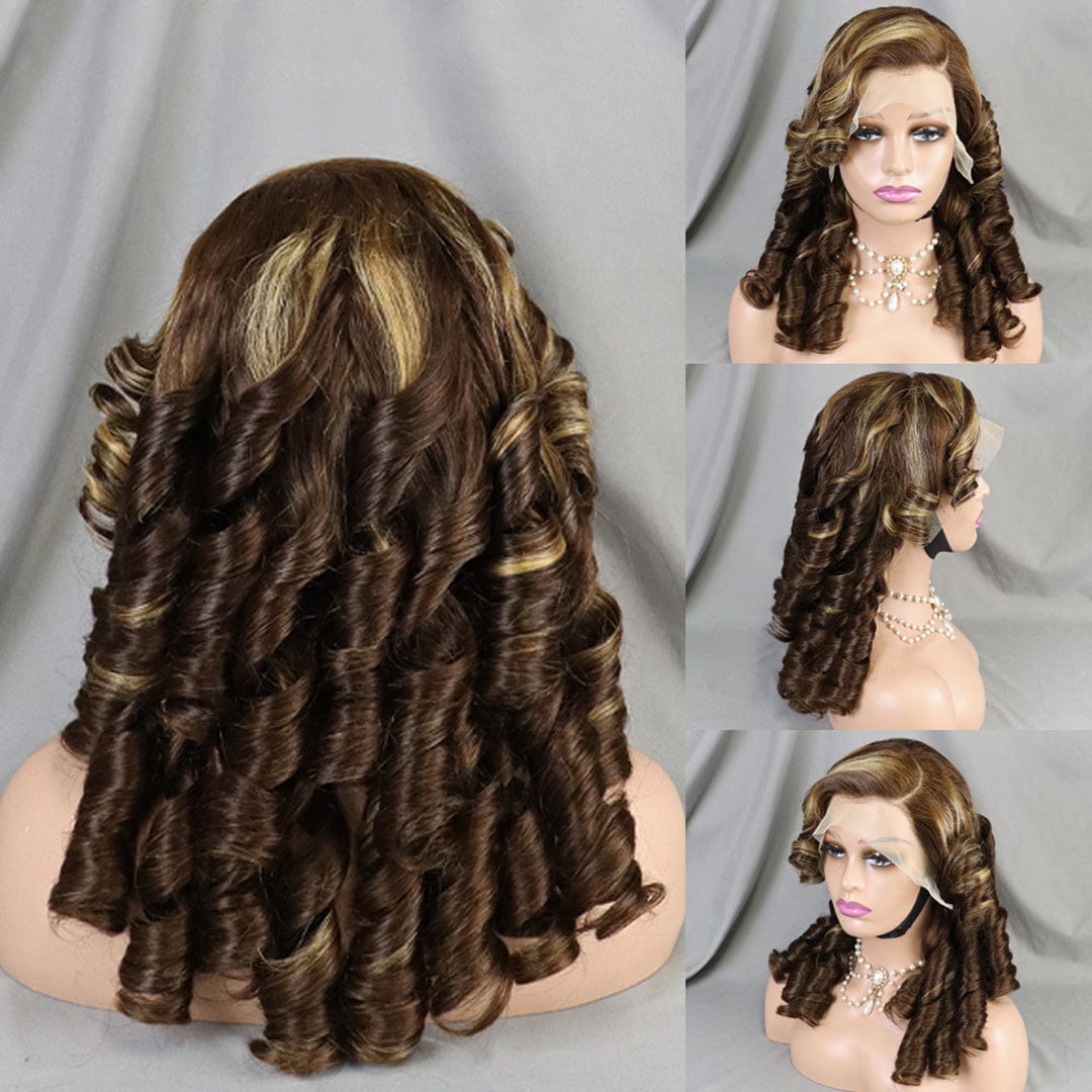 AILUXY 13x4 Lace Frontal Perruque Wave Longue Couleur Naturelle 100% Cheveux Humains