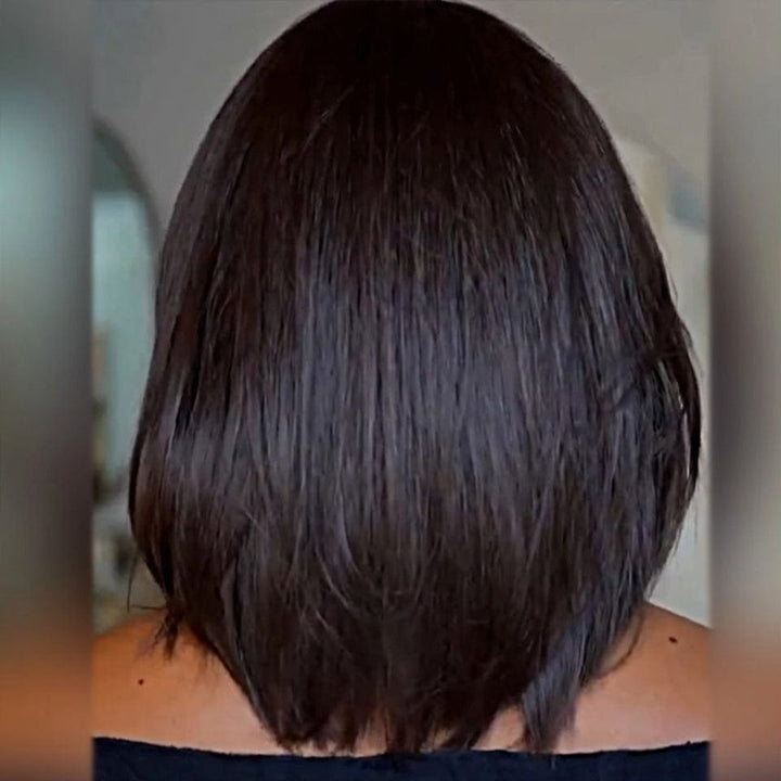 AILUXY Perruque personnalisée avancée Cheveux lisses, frange, couleur 4